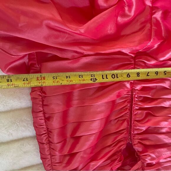 Night Moves strapless Flamingo Corset Ball Gown lace up back ruffle bottom SZ4 - Picture 7 of 11